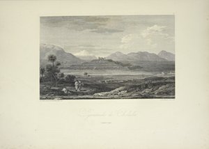 Piramida Choluli, rys. Gmelin, ilustracja z „Widoków Kordylierów i pomników rdzennych ludów Ameryki” autorstwa Alexandra von Humboldta i Aime Bonplanda