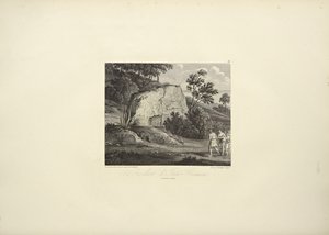 Skała Inti-Guaicu, rysowany przez Kocha, grawerowany przez Dutterhoffera, ilustracja z „Widoki Kordylierów i pomników Native Peoples of America” autorstwa Alexandra von Humboldta i Aime Bonplanda