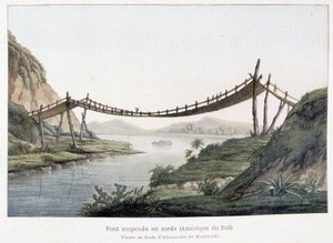 Most linowy wiszący w Ameryce Południowej, na podstawie rysunku Aleksandra von Humboldta (Alexander de Humboldt