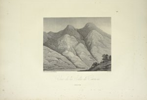 Widok Silla de Caracas, rysowany przez Marchais, rytowany przez Bouqueta, ilustracja z „Widoki Kordylierów i pomników ludów rdzennych Ameryki” autorstwa Alexandra von Humboldta i Aime Bonplanda