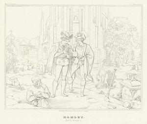 Hamlet, akt V, scena 1 (rycina) autorstwa Friedrich August Moritz Retzsch