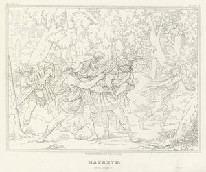 Makbet, akt III, scena 3 (rycina) autorstwa Friedrich August Moritz Retzsch