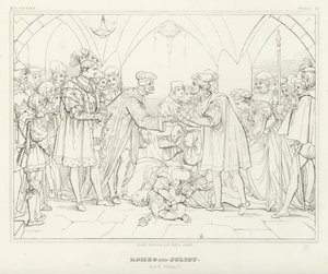 Romeo i Julia, akt V, scena 3 (rycina) autorstwa Friedrich August Moritz Retzsch
