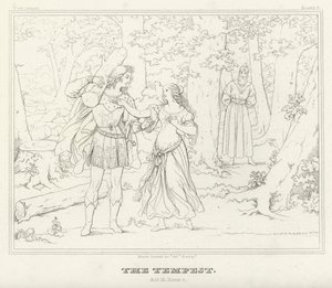 Burza, akt III, scena 1 (rycina) autorstwa Friedrich August Moritz Retzsch