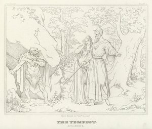 Burza, akt I, scena 2 (rycina) autorstwa Friedrich August Moritz Retzsch