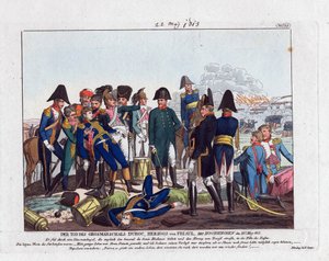 Śmierć marszałka Duroc w Hochkirchen 22 maja 1813 (bataille de Bautzen ou Wurschen) - Campe, August Friedrich Andreas (1777-1846) - Akwaforta, akwarela - 24x28,5 - Kolekcja prywatna