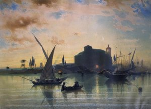 HISZPANIA - WIDOK SEWILLI - EL GUADALQUIVIR - 1867 autorstwa Friedrich Eibner