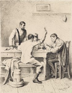 Żołnierze grają w karty autorstwa Friedrich Friedländer Ritter von Malheim