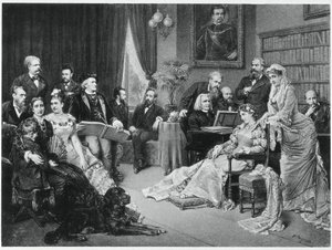 Richard Wagner i Liszt w Bayreuth z Cosimą i Zygfrydem - wg Fritza Georga Papperitza autorstwa Friedrich Georg Papperitz
