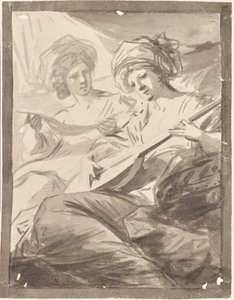 Dwie kobiety z mandoliną (badanie do podwójnego portretu sióstr Victoire i Sophie von Fries?) autorstwa Friedrich Heinrich Fuger