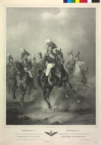 Portret konny Mikołaja I (litografia) autorstwa Friedrich Jentzen