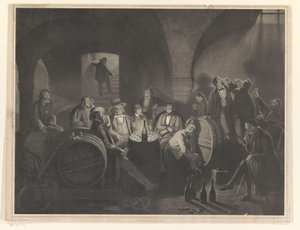Towarzystwo pijących mężczyzn w winiarni autorstwa Friedrich Jentzen