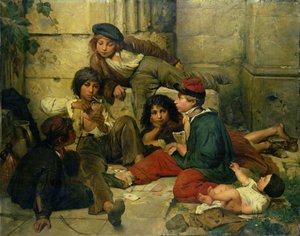 Dzieci ulic Paryża, 1852 autorstwa Friedrich Karl Hausmann
