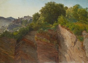 Widok na Twierdzę Hohensalzburg z Mönchsberg w Salzburgu