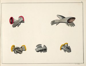 Rękawiczki, tabliczka z „Historii rozwoju i obyczajów rycerskich” dr. Franza Kottenkampa, wydanej przez Carla Hoffmanna, 1842 autorstwa Friedrich Martin von Reibisch