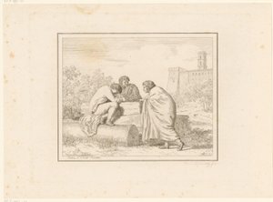 Trzech młodych mężczyzn Sceny z życia codziennego we Włoszech Rysunek, prese dal vero, ed incise a aqua forte (tytuł serii) autorstwa Friedrich Rehberg