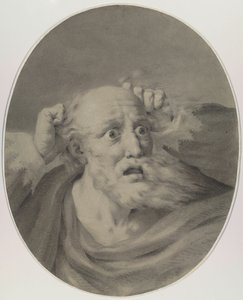 Stary mężczyzna z brodą, przeczesujący włosy. autorstwa Friedrich Rehberg