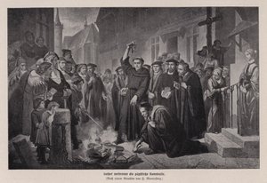 Marcin Luter palący bullę papieską w Wittenberdze, Niemcy autorstwa Friedrich Wilhelm Heinrich Martersteig