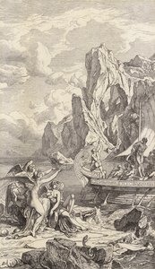 Odyseusz i syreny (rycina) autorstwa Friedrich the Elder Preller