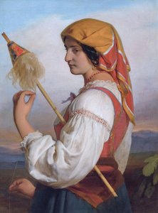 Niemiecki: włoska kobieta (Chiaruccia) z patykiem autorstwa Friedrich von Amerling