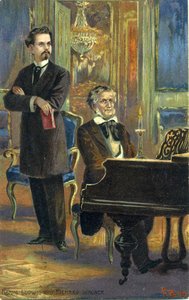 Wagner i król Ludwik II, ok.1900 (kolor lito) autorstwa Fritz Bergen
