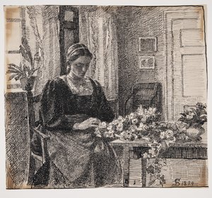 Moja żona (pani Anna Syberg) wiąże wieniec autorstwa Fritz Syberg