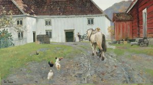 Na podwórku gospodarczym autorstwa Fritz Thaulow