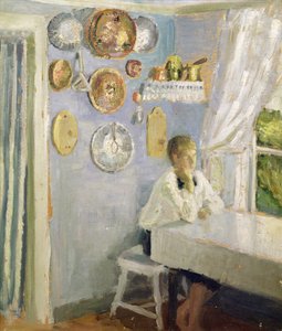 Harald przy stole śniadaniowym, ok. 1900 (olej na panelu) autorstwa Fritz Thaulow