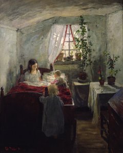 Wnętrze z dziećmi autorstwa Fritz Thaulow
