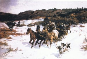 Powrót do domu, z czasopisma lub książki nieznanego źródła autorstwa Fritz van der Venne