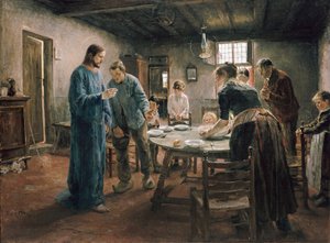 Modlitwa przed posiłkiem autorstwa Fritz von Uhde