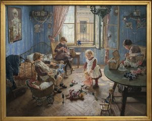 Przedszkole. Obraz Fritza von Uhde (1848-1911), olej na płótnie