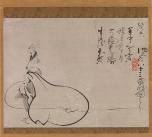Hotei wskazujący na Księżyc, 1650. autorstwa Fugai Ekun