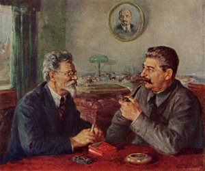 Józef Stalin (1879-1953) i Michaił Iwanowicz Kalinin (1875-1946) autorstwa Fyodor Alexandrovich Modorov