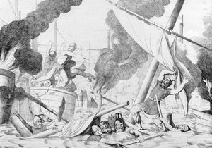 Pożar grecki podczas oblężenia Konstantynopola, przed 1839