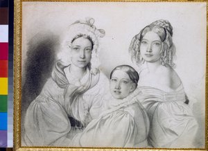 Portrety hrabiny Praskowi (1817-1835), Nadieżdy (1822-1840) i Marii (1813-1849), córek księcia rosyjskiego Piotra Wiazemskiego (Pierre Wiazemsky) (1792-1878) - Rysunek Fiodora (Fidelio) Bruniego ( 1799-1875) autorstwa Fyodor Bruni