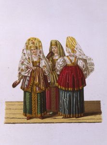 Kostiumy kobiet i panien z Tweru z serii Odzież państwa rosyjskiego, 1851