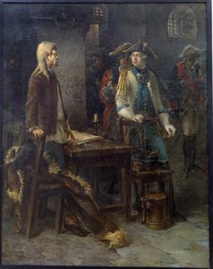 Cesarz Piotr III odwiedzający Iwana VI Antonowicza w twierdzy Shlisselburg w 1762 r. - Obraz Fiodora Jemelyanovicha autorstwa Fyodor Jemelyanovich Burov