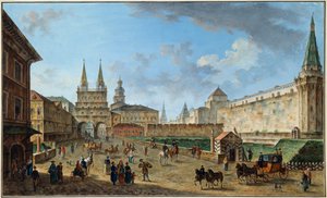 Widok Bramy Zmartwychwstania na Placu Czerwonym, Moskwa, Rosja, c1801