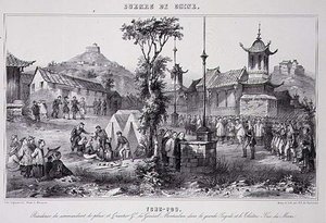 Kwatera generała Montaubana w Wielkiej Pagodzie w Tche Fou, z „Wojna w Chinach” autorstwa G.C. de Fortavion