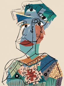 Abstrakcyjny portret w stylu kubistycznym autorstwa GIovanna Gil Alves