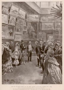 Wizyta królowej Wiktorii i Alberta, księcia małżonka w Royal Academy, Londyn, 3 maja 1849 (fotograwiura) autorstwa G.S. (after) Amato