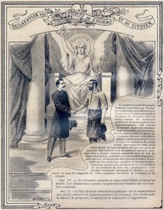 1789: Deklaracja Praw Człowieka i Obywatela: Równość. Grawer „Jeden księga obyczajów i wychowania obywatelskiego, przeznaczona dla uczniów trzech klas Szkoły Podstawowej oraz klas podstawowych liceów i kolegiów, par.