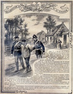 1789: Deklaracja praw człowieka i obywatela : Szacunek dla prawa . Rycina w "Le livre unique de morale et d