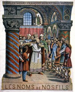 Karol Wielki i szkoła, ok. 1900 r. (ilustracja) autorstwa G. Dascher