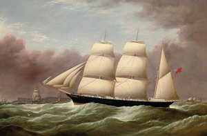 Barek Alfred Hawley off the Skerries w drodze do Liverpoolu, 1860 autorstwa G. Dell