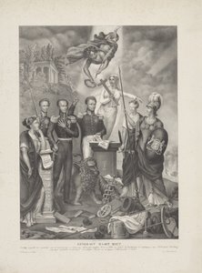 Alegoria Przymierza między Księciem a Ludem, 1832 Eendragt przedstawia Magt / Zinnebeeldig ku pamięci chwalebnego i hojnego Eendracht między Prince a People w celu utrzymania i obrony praw holenderskich (tytuł o autorstwa G. Havius Zanders