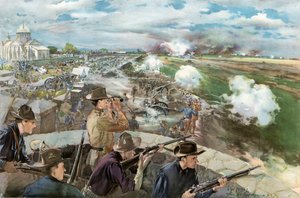 Bitwa przed Caloocan, 10 lutego 1899 – widok z chińskiego kościoła autorstwa G. W. Peters