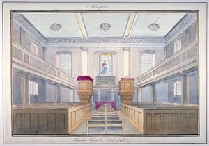 Widok wnętrza wschodniego krańca kościoła Świętej Trójcy, Newington, Southwark, Londyn, 1826 autorstwa G Yates