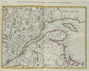Wschodnia część Kanady, północna Nowa Szkocja i część Labradoru, rycina G. Zulianiego zaczerpnięta z tomu I „Najnowszego Atlasu” wydanego w Wenecji w 1778 r. przez Antonio Zattę, kolekcja prywatna autorstwa G. Zuliani